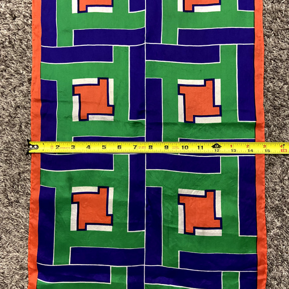 Vintage Geometric Scarf 70s 80s Colorful Funky 43x15" Abstract Art - Picture 3 of 6